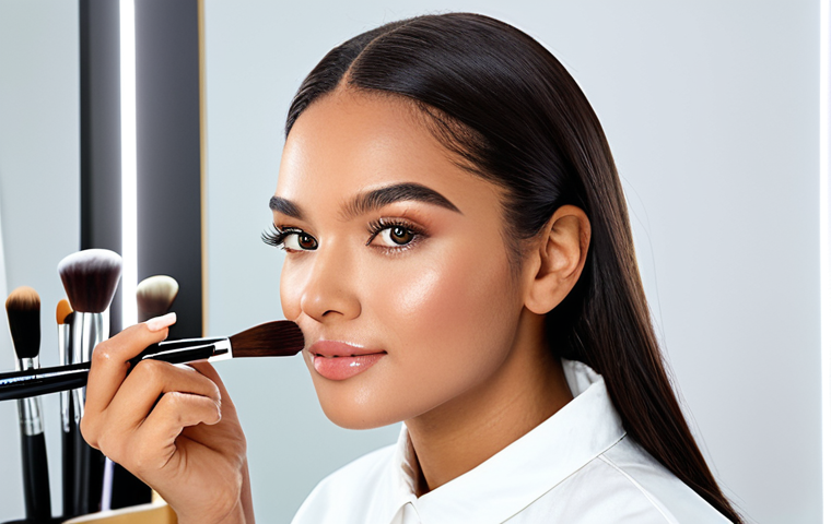 **

"A professional makeup artist in a brightly lit studio, applying makeup to a model. The artist is focused and skilled, using high-quality brushes. The model is looking confidently at the camera.  The overall look is natural and radiant.  Fully clothed, modest clothing, appropriate attire, safe for work, perfect anatomy, natural proportions, professional photography, high quality, family-friendly."

**