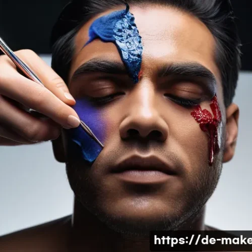 메이크업아티스트의 특수 분장 사례 - A close-up portrait of a professional special effects makeup artist applying realistic wound effects...