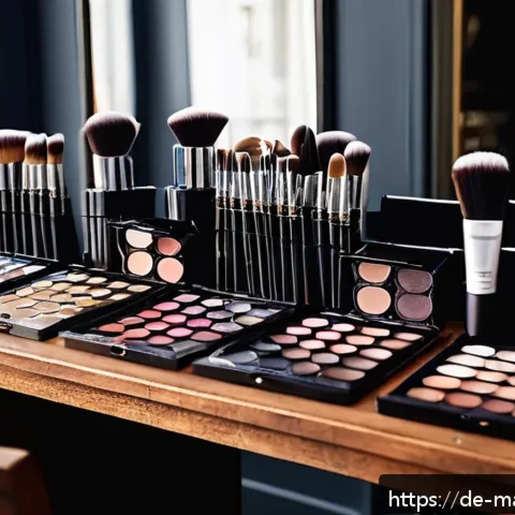 메이크업아티스트를 위한 해외 연수 과정 - A professional makeup artist workshop set in a stylish Parisian studio, featuring diverse models wit...